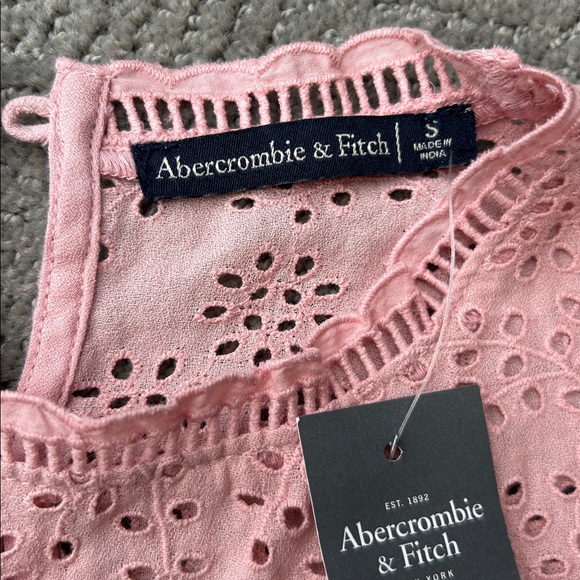 Abercrombie & Fitch Top Womens Sz S Pink Sleeveless Eyelet Shell Embroidered - Picture 2 of 9
